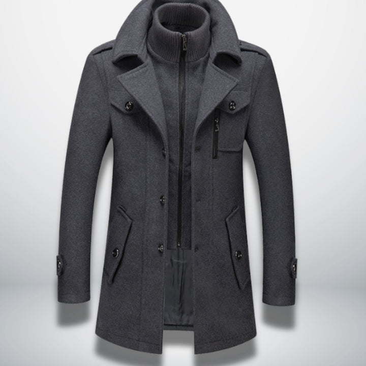 Men's Smart-Casual Single-Breasted Wool-Look Overcoat