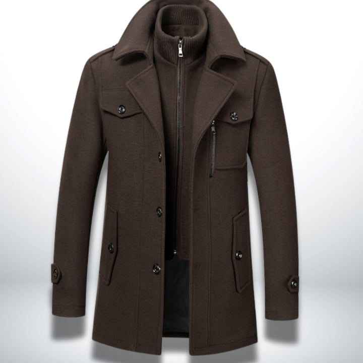 Men's Smart-Casual Single-Breasted Wool-Look Overcoat