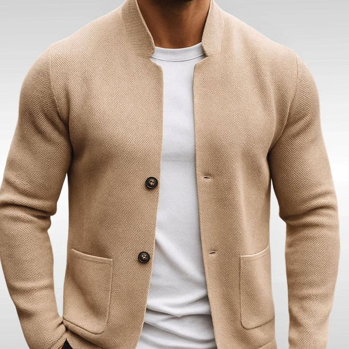 Men's Stand Collar Two-Button Knit Blazer Jacket