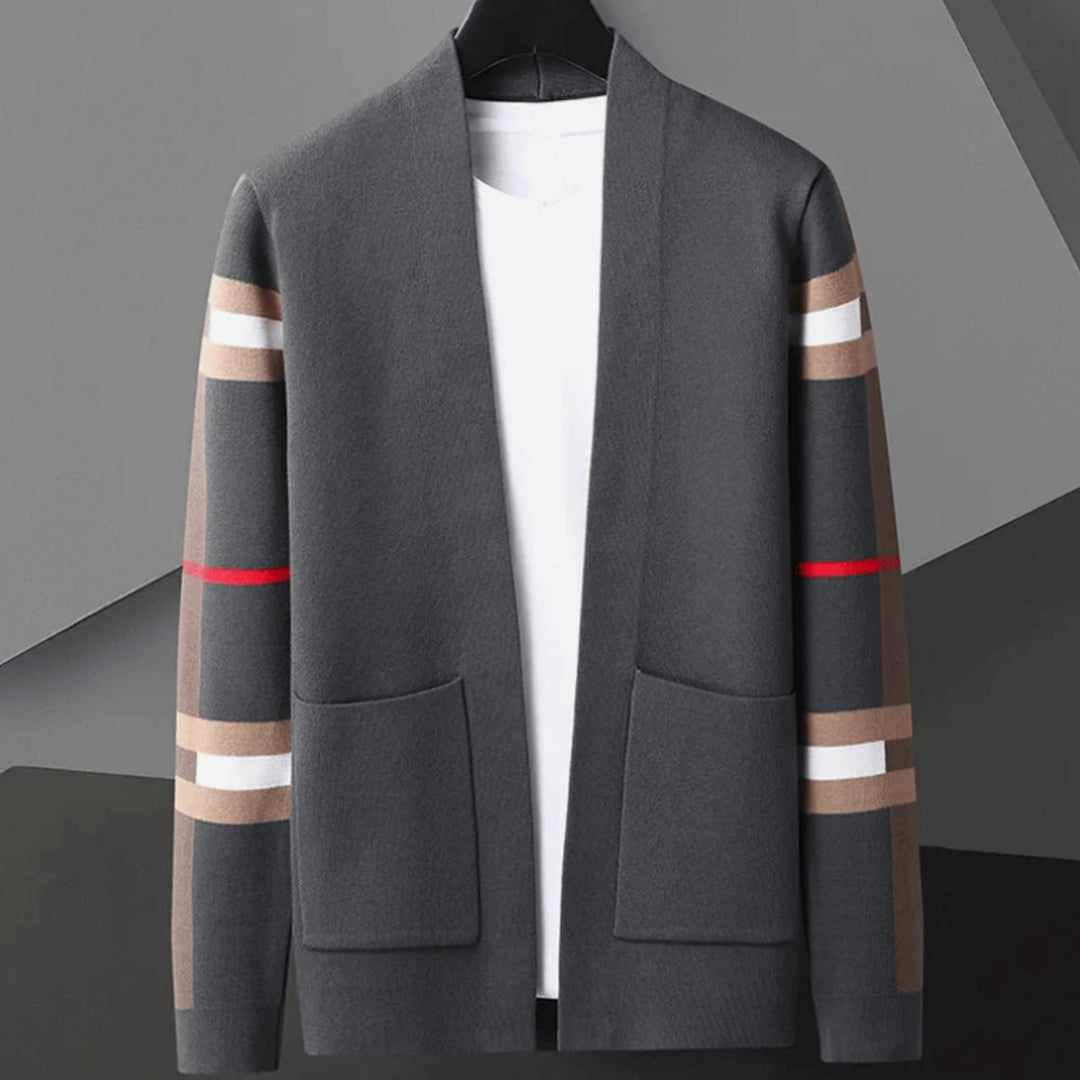 Men's Striped Sleeve Oversized Knit Cardigan Open Front