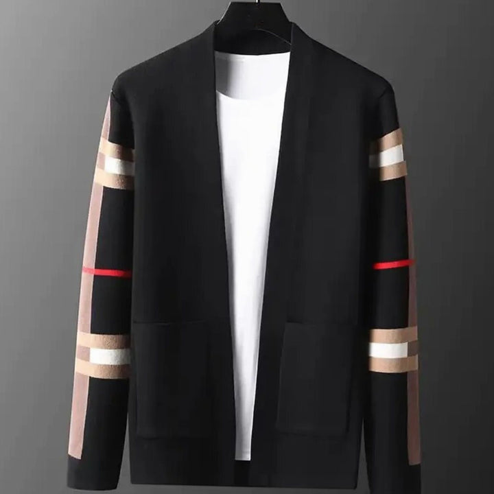 Men's Striped Sleeve Oversized Knit Cardigan Open Front