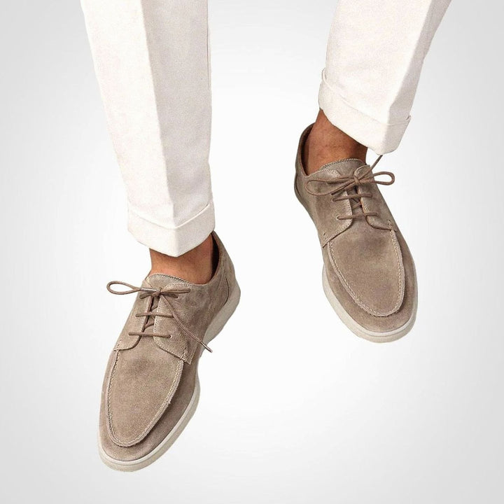 Men's Suede-Effect Lace-Up Boat Derby Loafers
