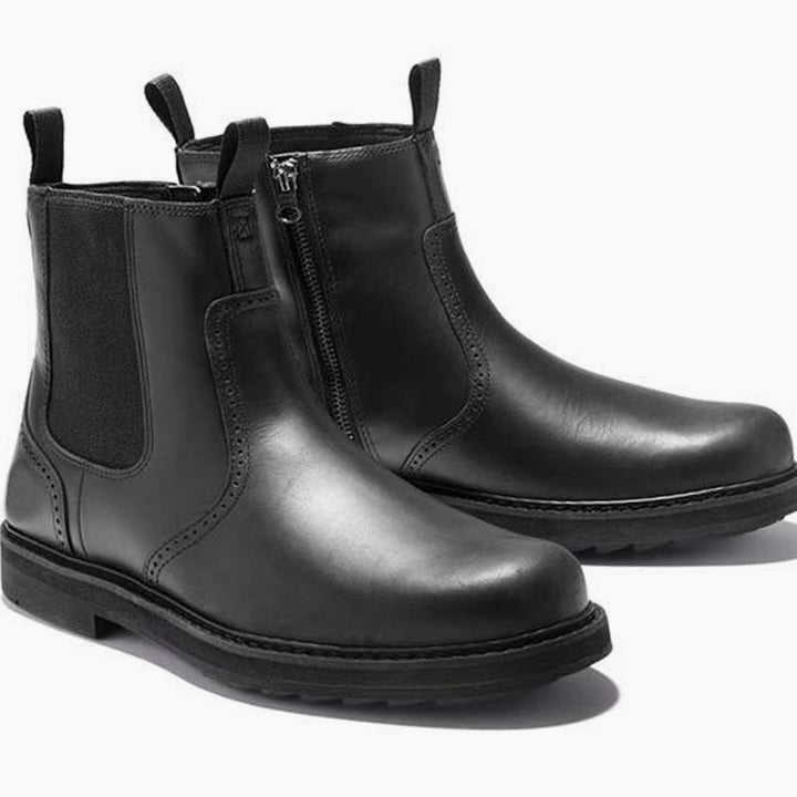 Men's Suede Slip-On Chelsea Boots Brogue Detail
