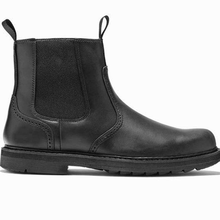 Men's Suede Slip-On Chelsea Boots Brogue Detail