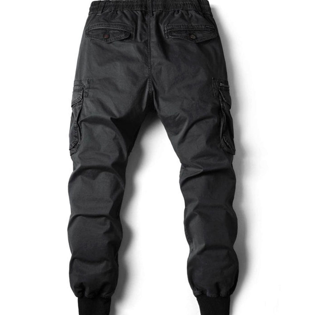 Men's Tapered-Fit Elasticated-Waist Cargo Jogger Trousers