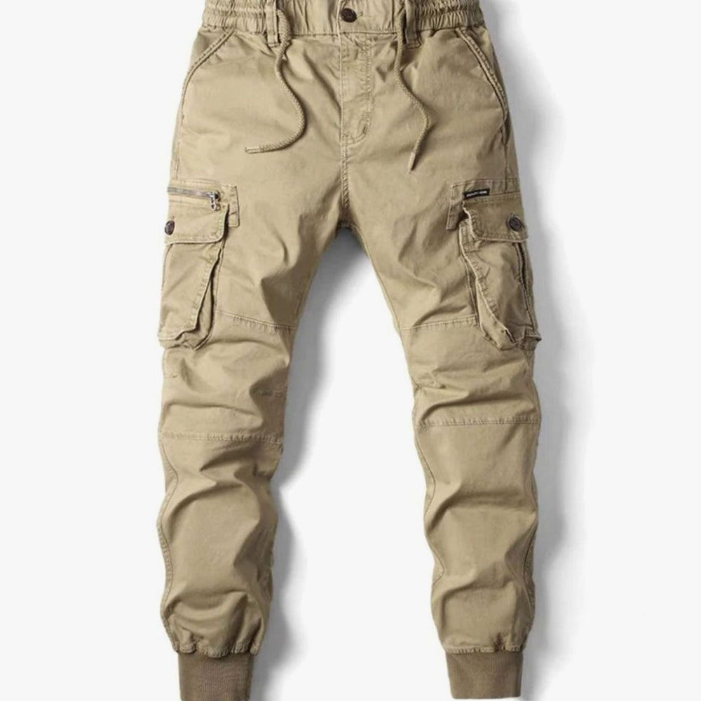 Men's Tapered-Fit Elasticated-Waist Cargo Jogger Trousers