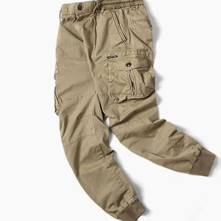 Men's Tapered-Fit Elasticated-Waist Cargo Jogger Trousers