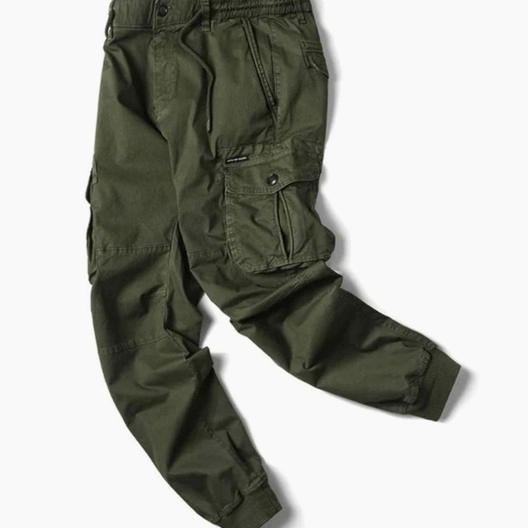 Men's Tapered-Fit Elasticated-Waist Cargo Jogger Trousers