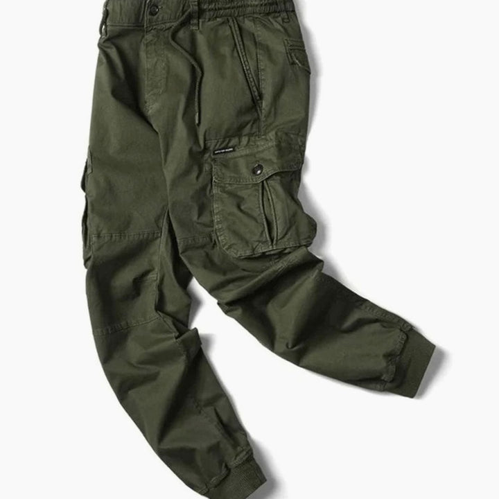 Men's Tapered-Fit Elasticated-Waist Cargo Jogger Trousers