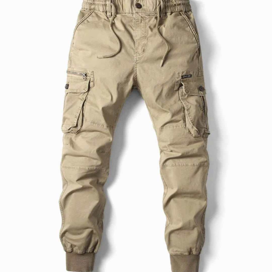 Men's Tapered-Fit Elasticated-Waist Cargo Jogger Trousers