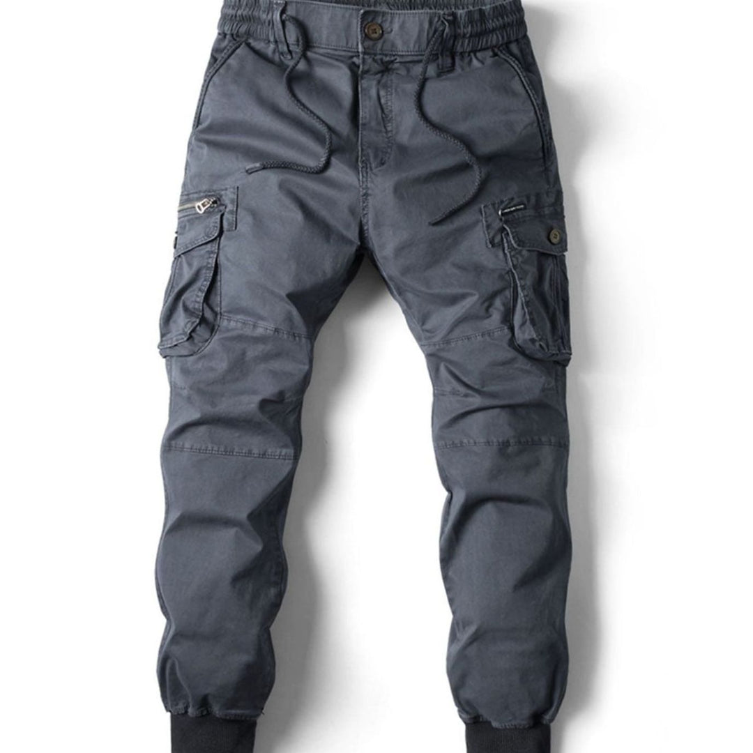 Men's Tapered-Fit Elasticated-Waist Cargo Jogger Trousers
