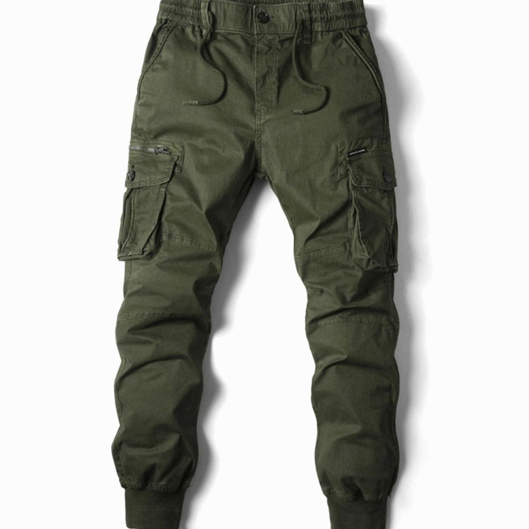 Men's Tapered-Fit Elasticated-Waist Cargo Jogger Trousers