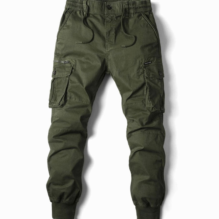 Men's Tapered-Fit Elasticated-Waist Cargo Jogger Trousers