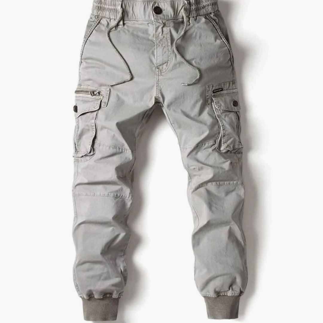 Men's Tapered-Fit Elasticated-Waist Cargo Jogger Trousers