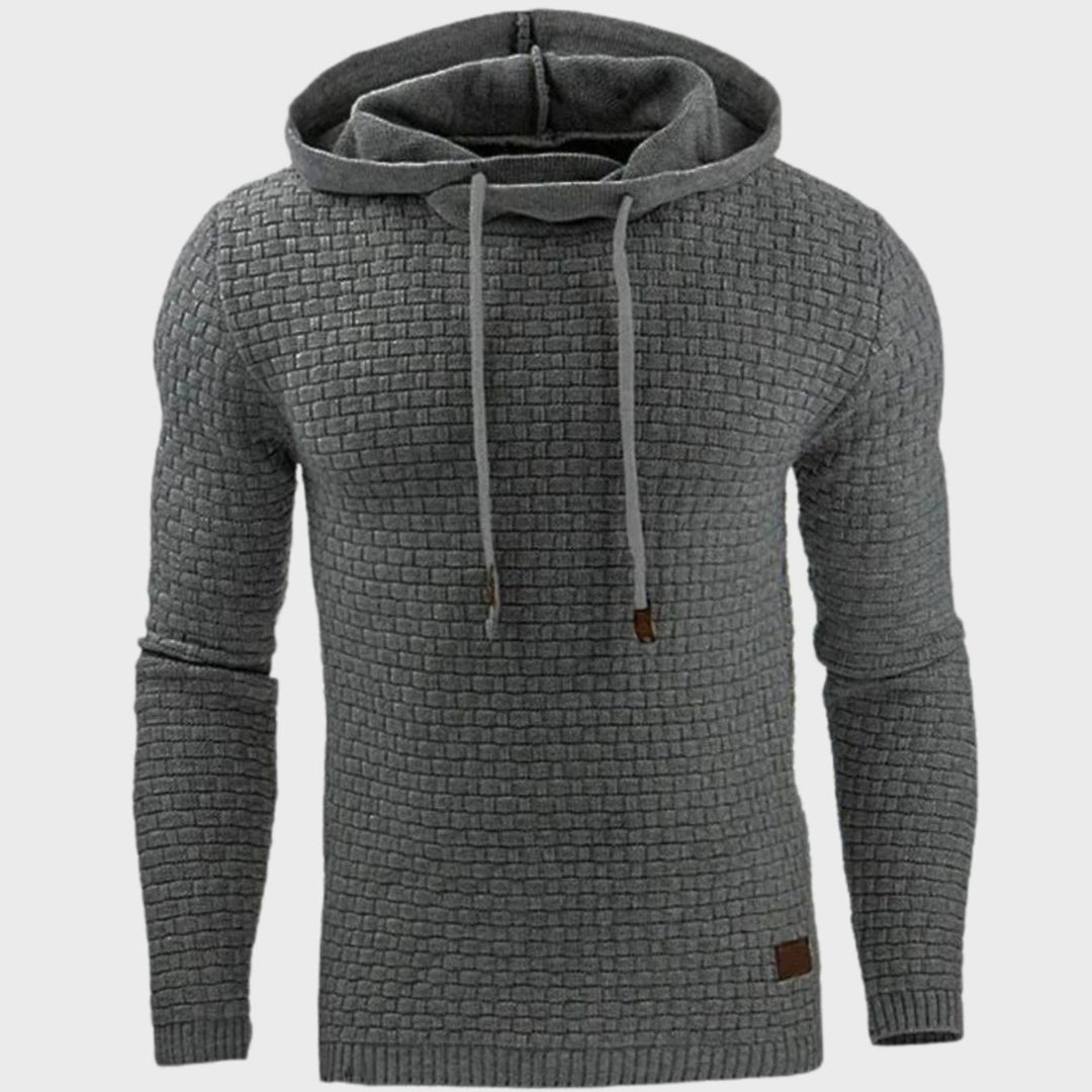 Men's Vintage Textured Drawstring Pullover Hoodie