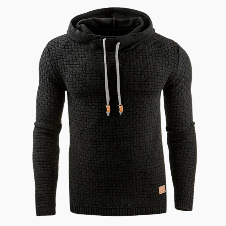 Men's Vintage Textured Drawstring Pullover Hoodie