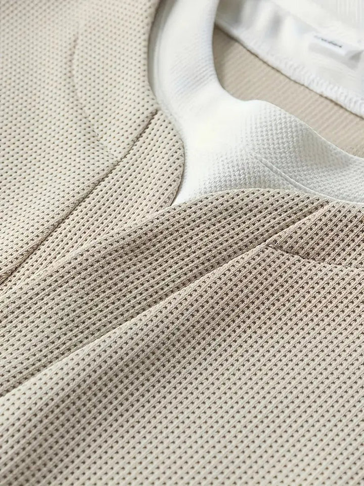 Men's Waffle Knitted Sweater Layered Long Sleeve Pullover