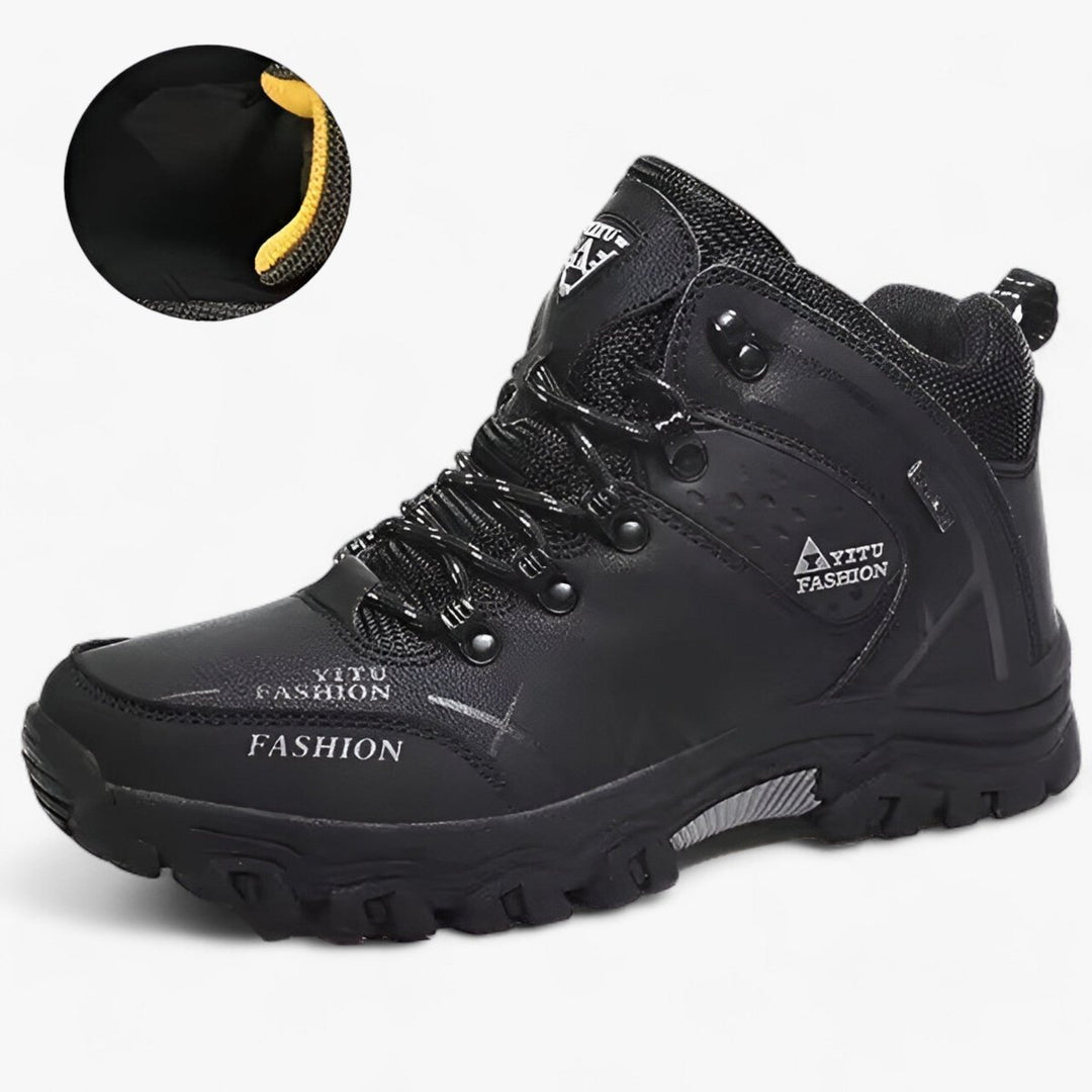 Men's Waterproof Lace-Up Ankle Heeled Boots Hiking