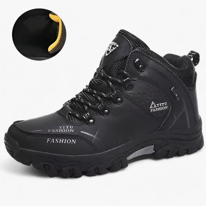 Men's Waterproof Lace-Up Ankle Heeled Boots Hiking