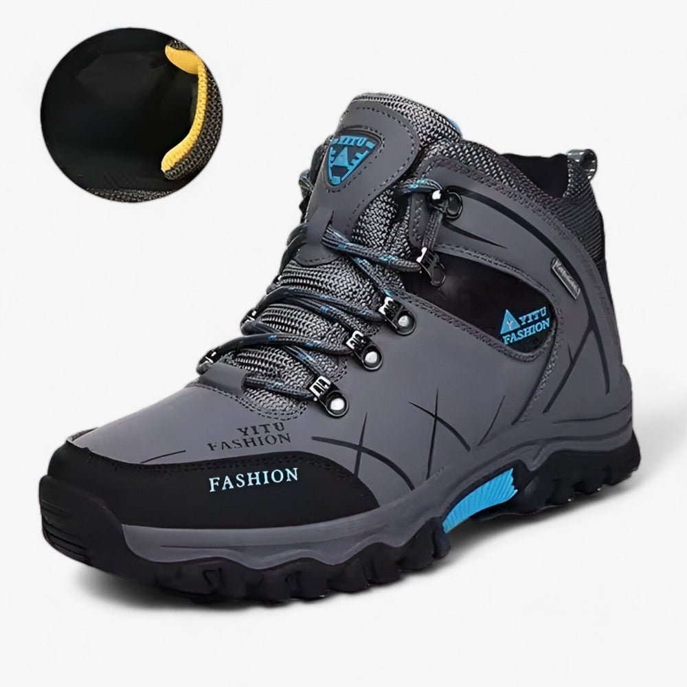 Men's Waterproof Lace-Up Ankle Heeled Boots Hiking