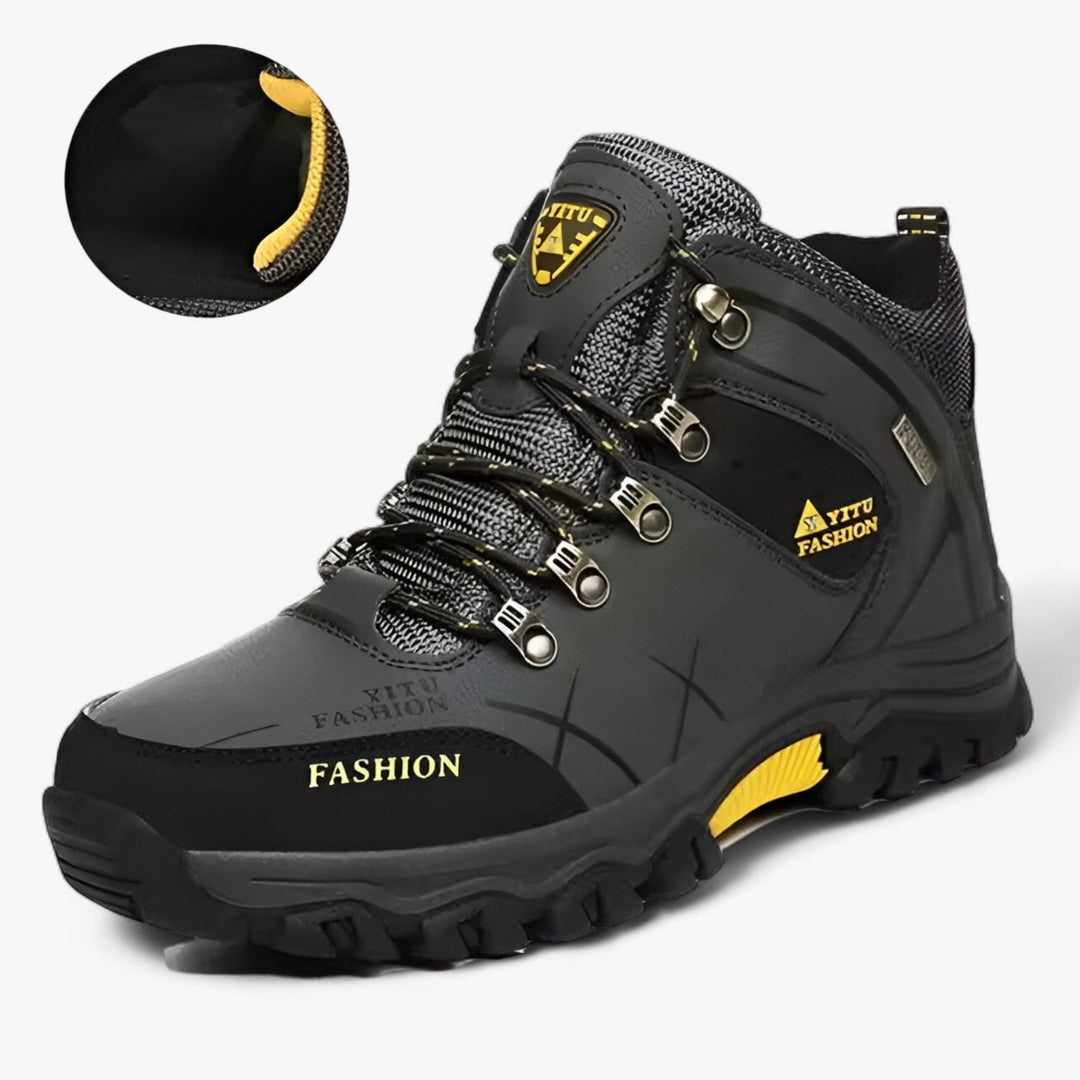 Men's Waterproof Lace-Up Ankle Heeled Boots Hiking