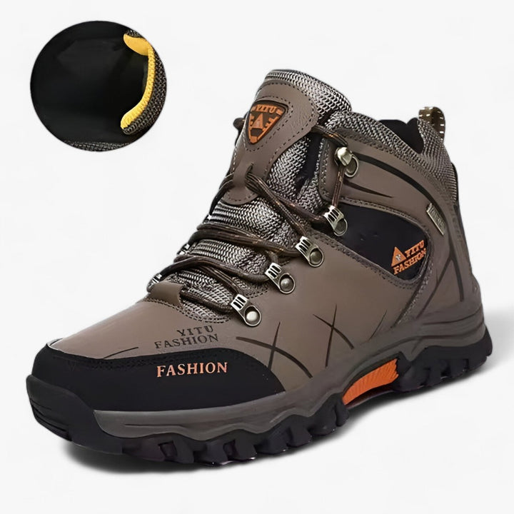 Men's Waterproof Lace-Up Ankle Heeled Boots Hiking