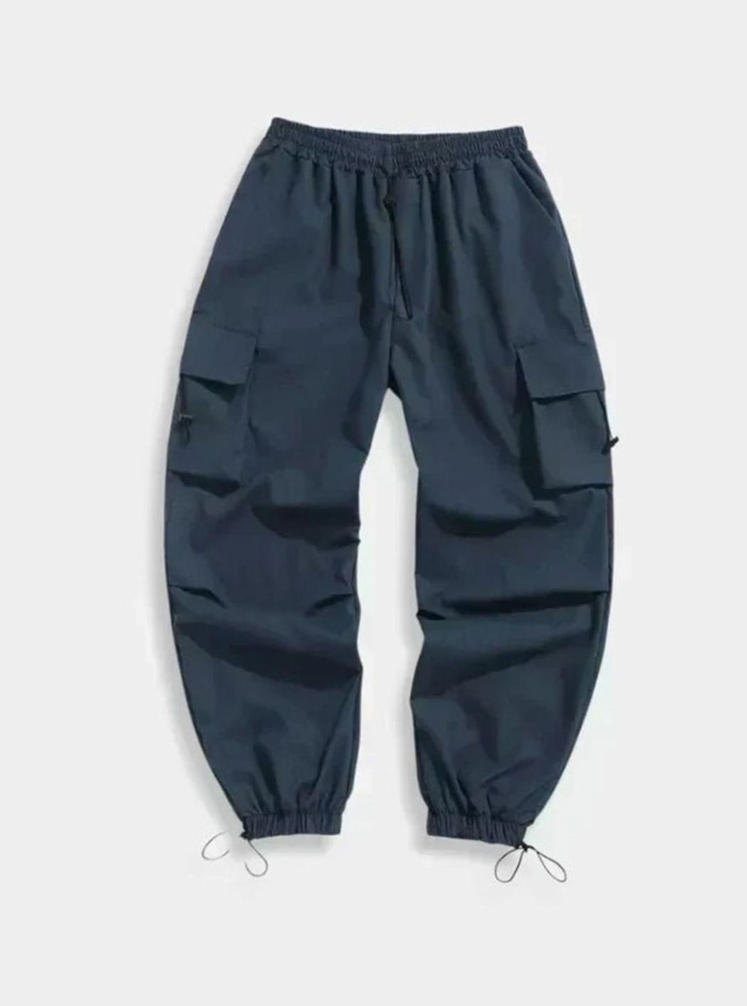Men's Wide-Leg Elasticated Drawstring Cargo Trousers