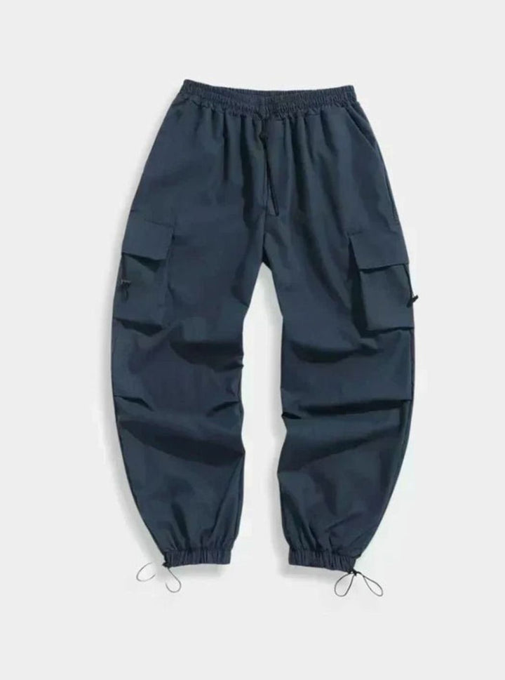 Men's Wide-Leg Elasticated Drawstring Cargo Trousers