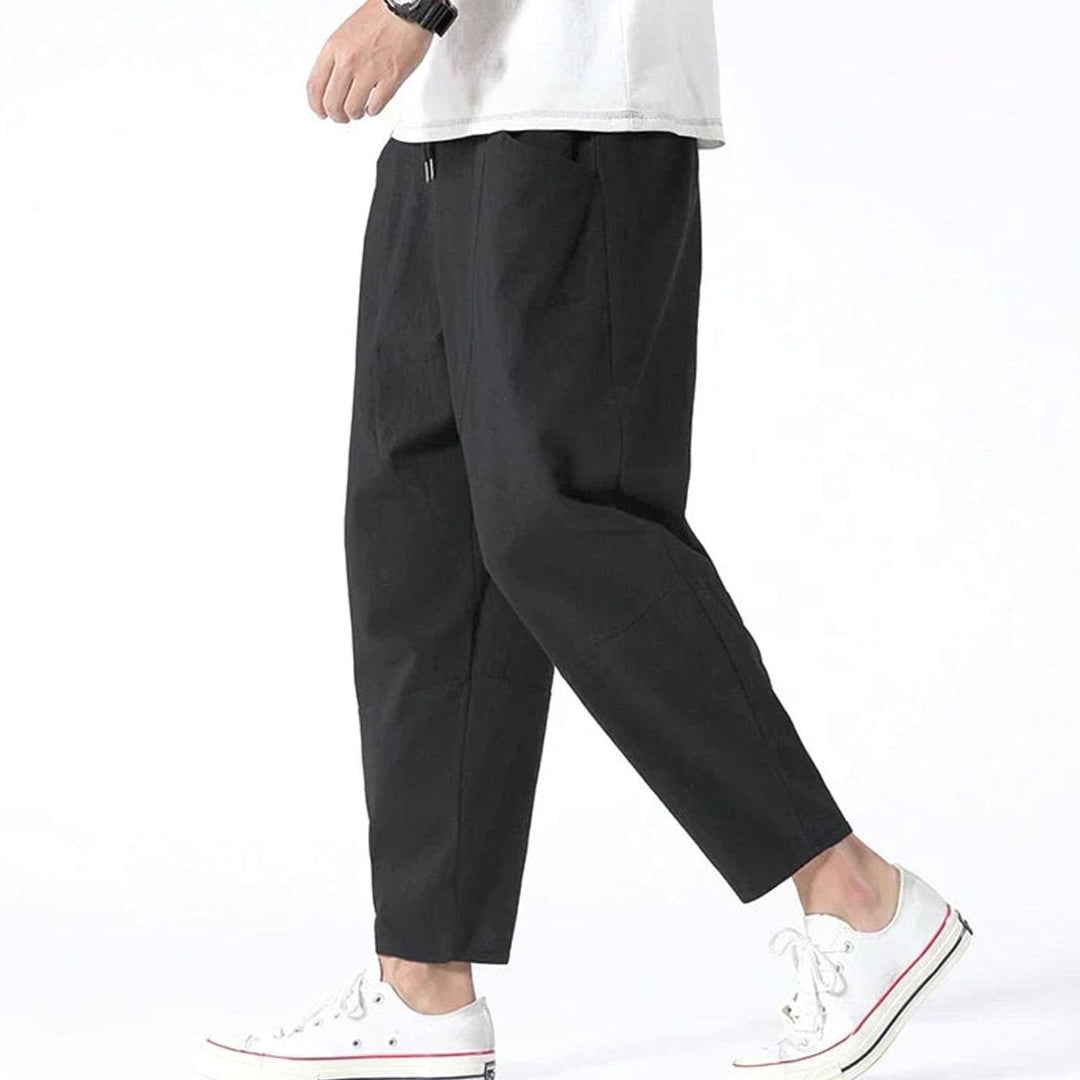 Men's Wide-Leg Relaxed Drawstring Casual Trousers