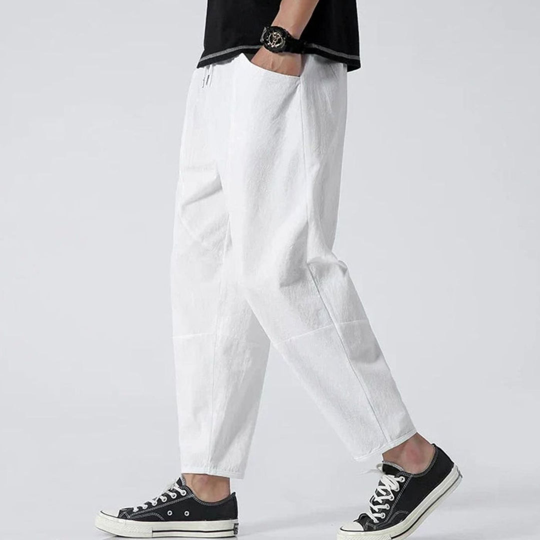 Men's Wide-Leg Relaxed Drawstring Casual Trousers