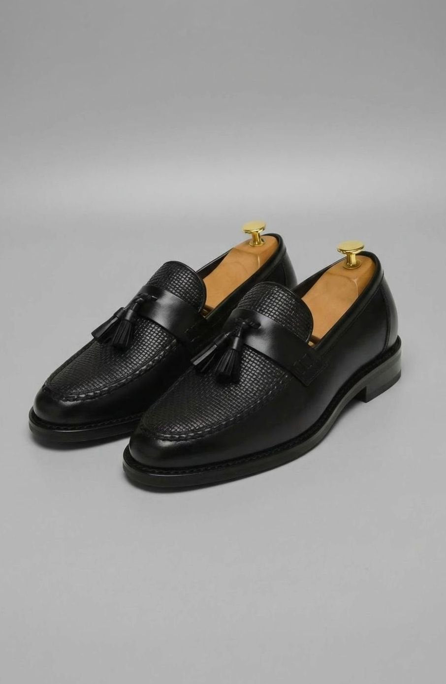 Men's Woven Tassel Slip-On Leather Loafers