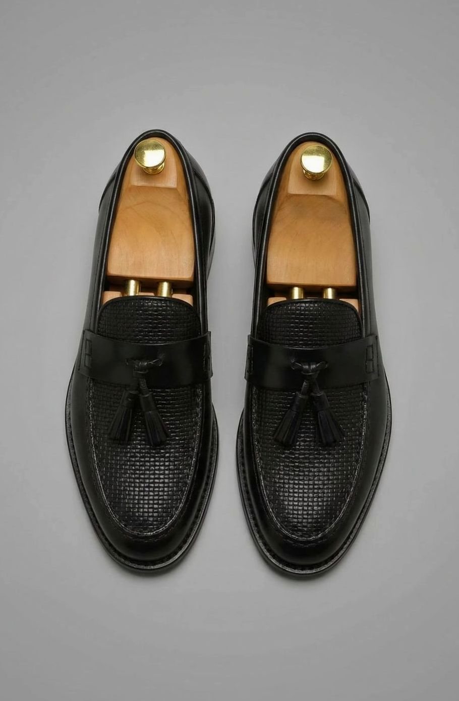 Men's Woven Tassel Slip-On Leather Loafers