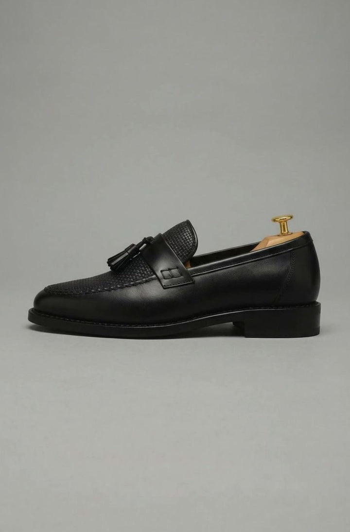 Men's Woven Tassel Slip-On Leather Loafers