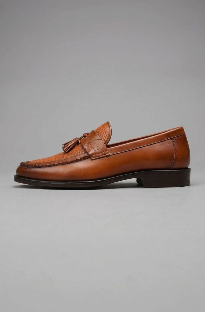 Men's Woven Tassel Slip-On Leather Loafers