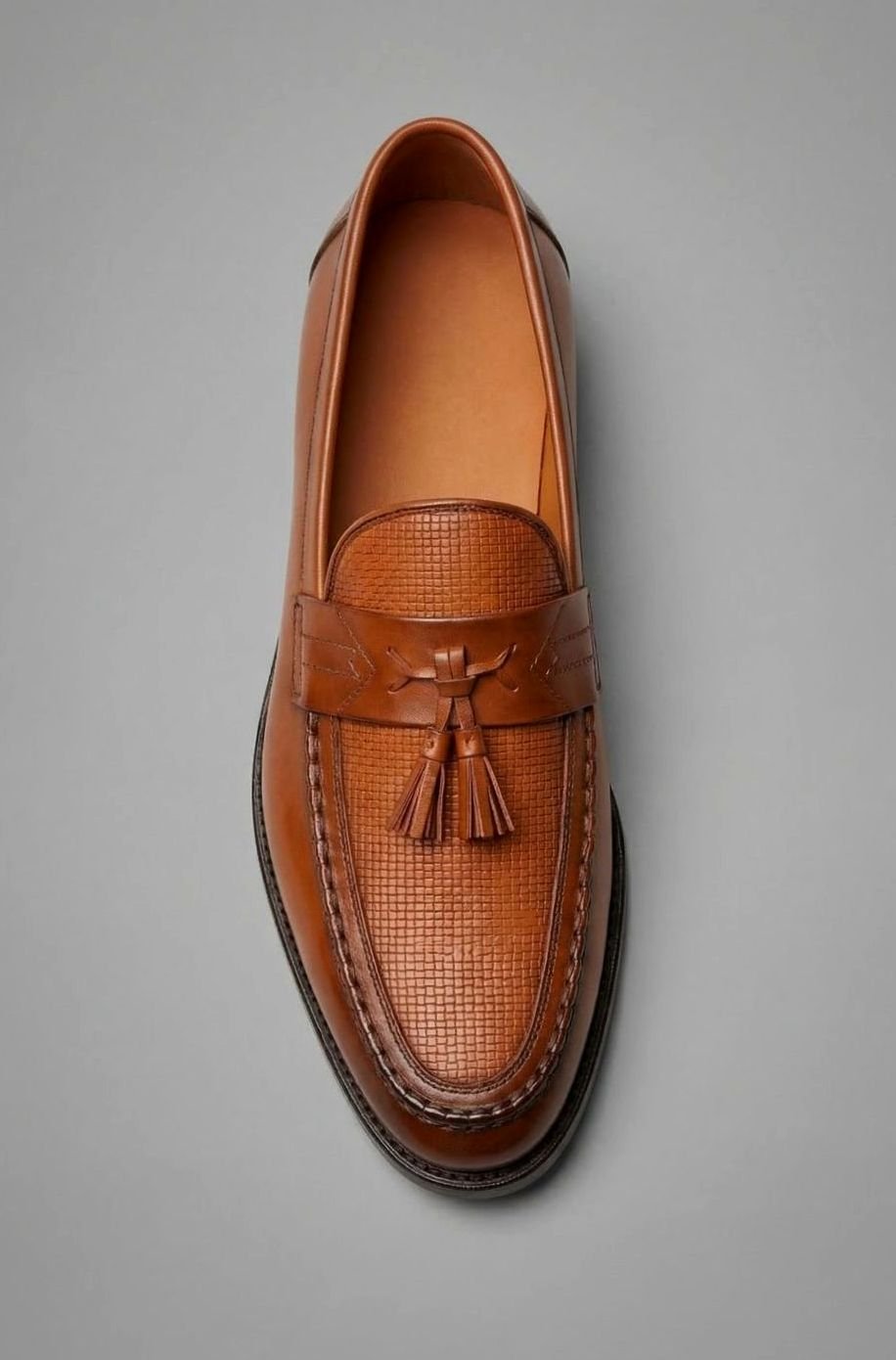 Men's Woven Tassel Slip-On Leather Loafers