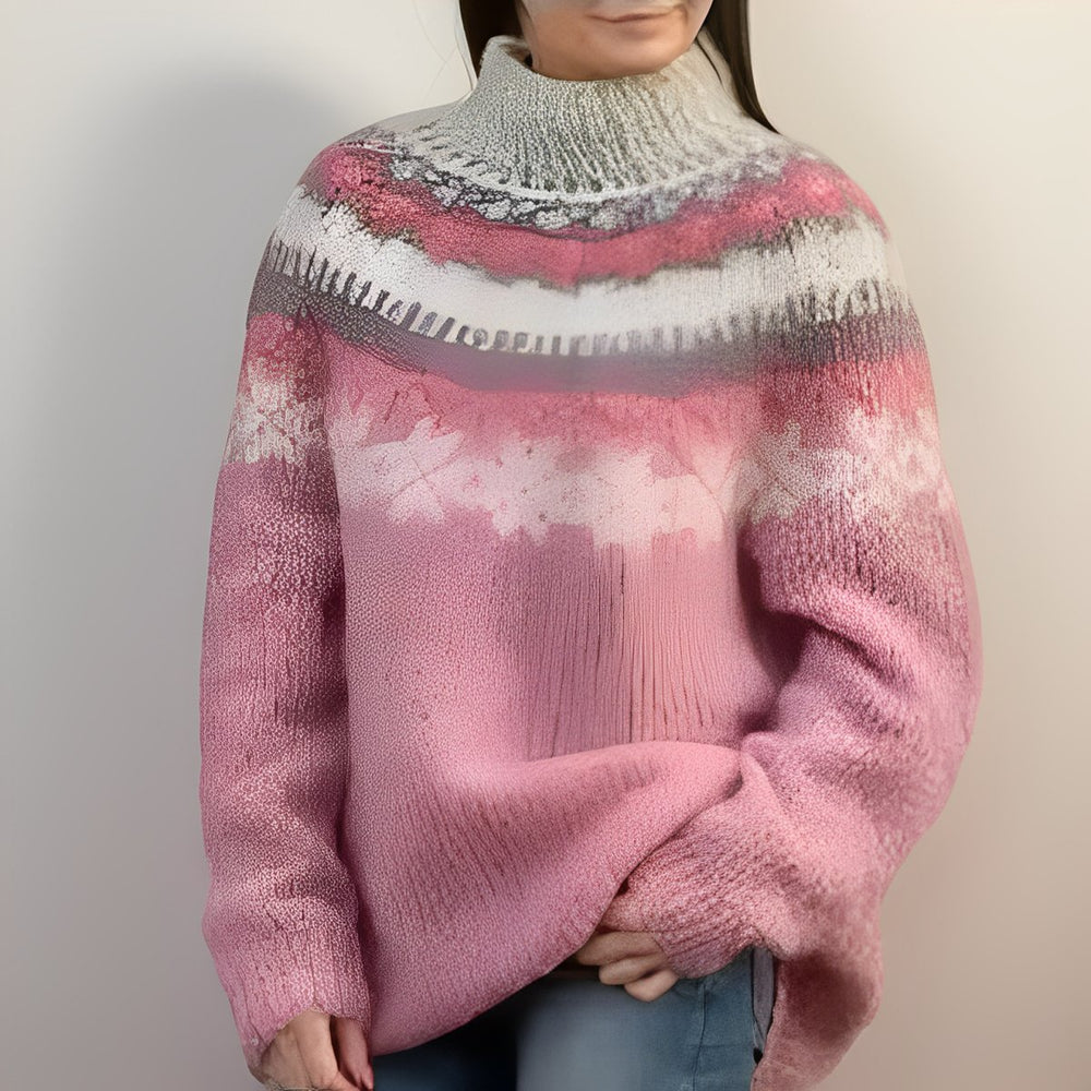 Unisex Fair Isle Icelandic Yoke Knitted Sweater Jumper