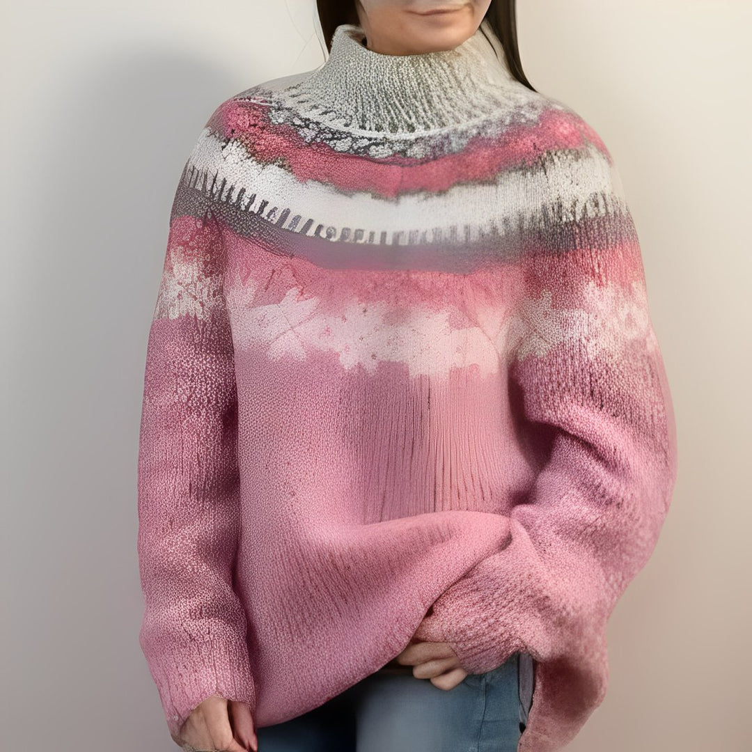 Unisex Fair Isle Icelandic Yoke Knitted Sweater Jumper