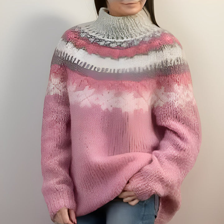 Unisex Fair Isle Icelandic Yoke Knitted Sweater Jumper