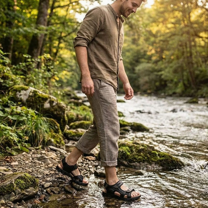 Unisex Outdoor Trekking Sandals Adjustable Hook-and-Loop Grip Sole