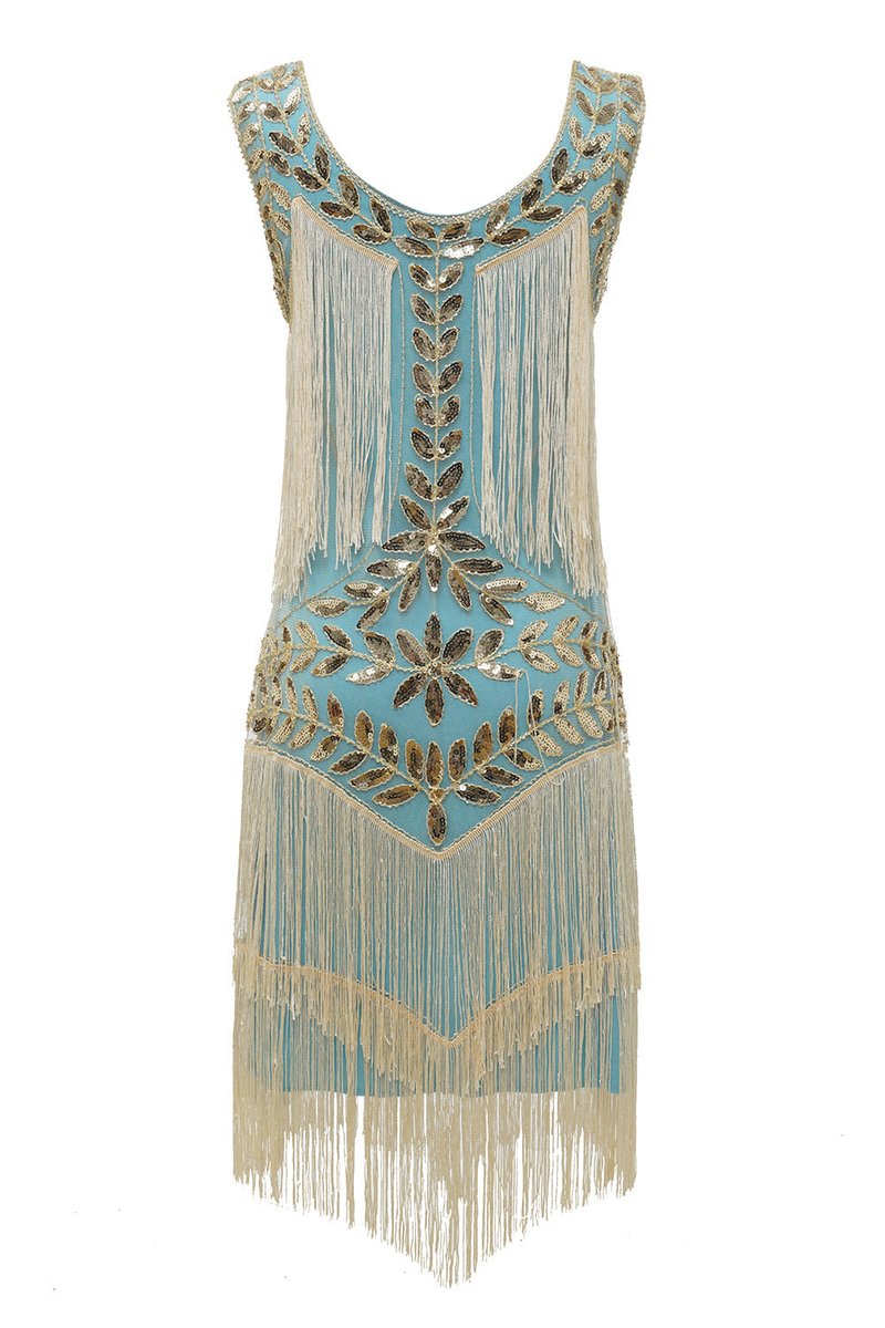 Women's 1920s Sequin Fringe Cocktail Party Dress Flapper Style