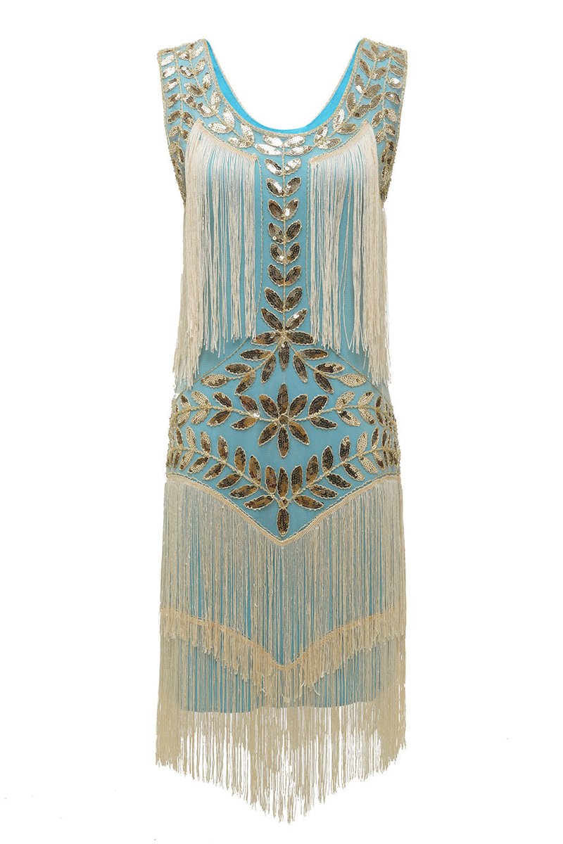 Women's 1920s Sequin Fringe Cocktail Party Dress Flapper Style