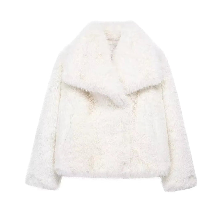 Women's Animal Print Fluffy Faux Fur Coat Winter Jacket