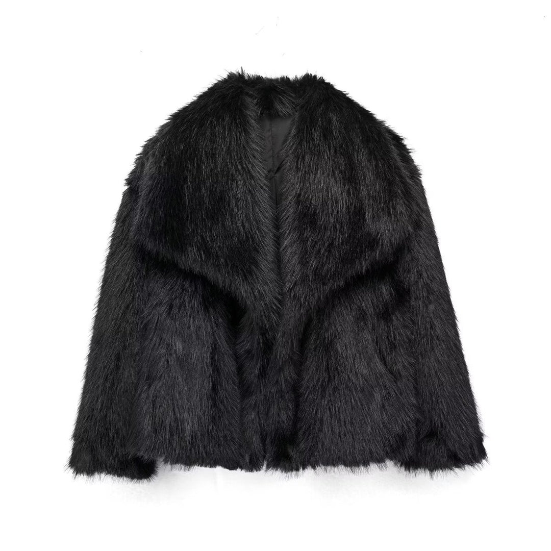 Women's Animal Print Fluffy Faux Fur Coat Winter Jacket