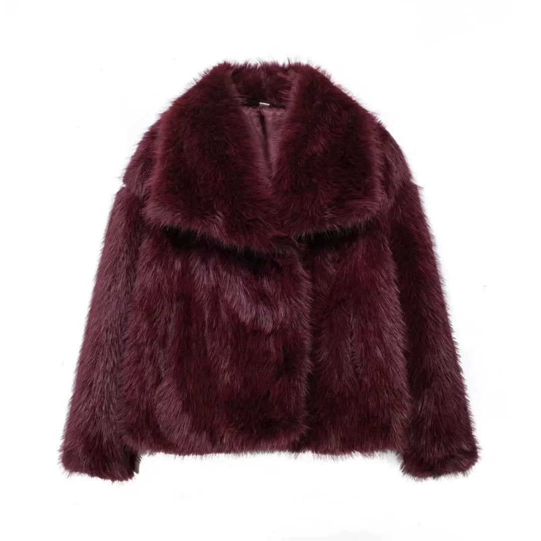 Women's Animal Print Fluffy Faux Fur Coat Winter Jacket