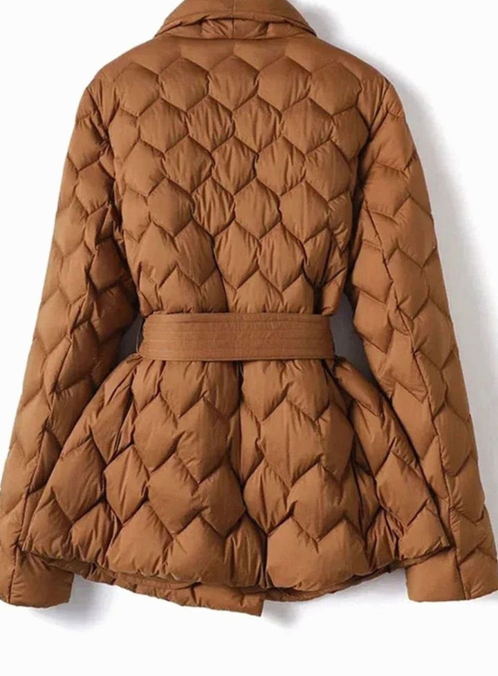Women's Belted Diamond-Quilted Puffer Jacket