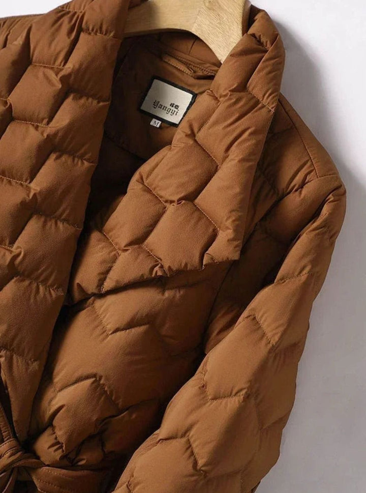 Women's Belted Diamond-Quilted Puffer Jacket
