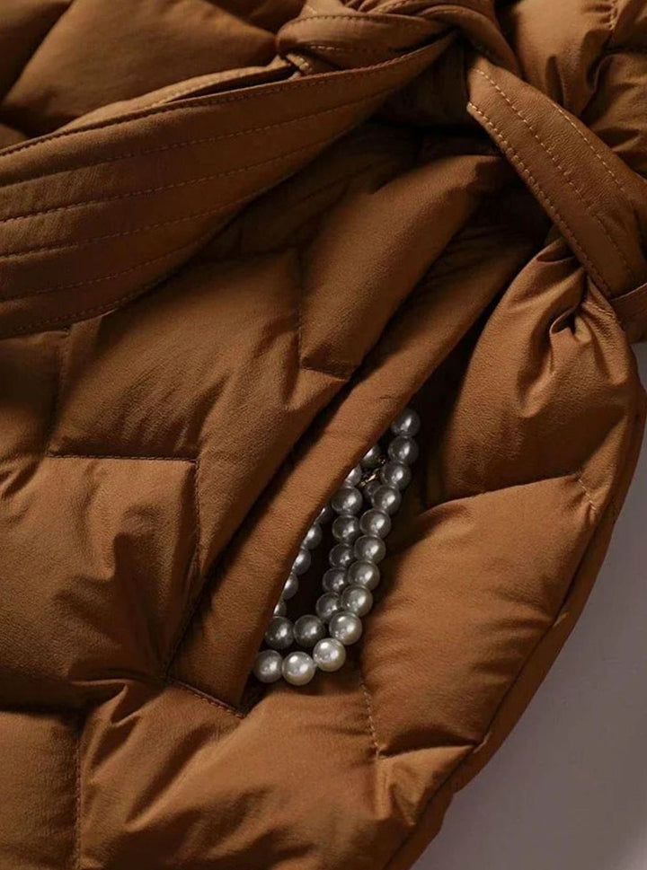 Women's Belted Diamond-Quilted Puffer Jacket