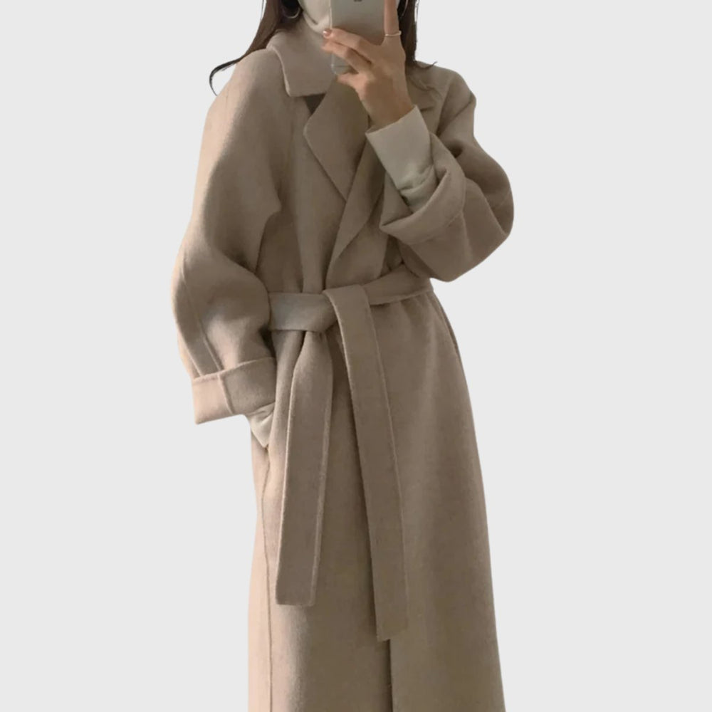 Women's Belted Wool-Blend Longline Wrap Overcoat