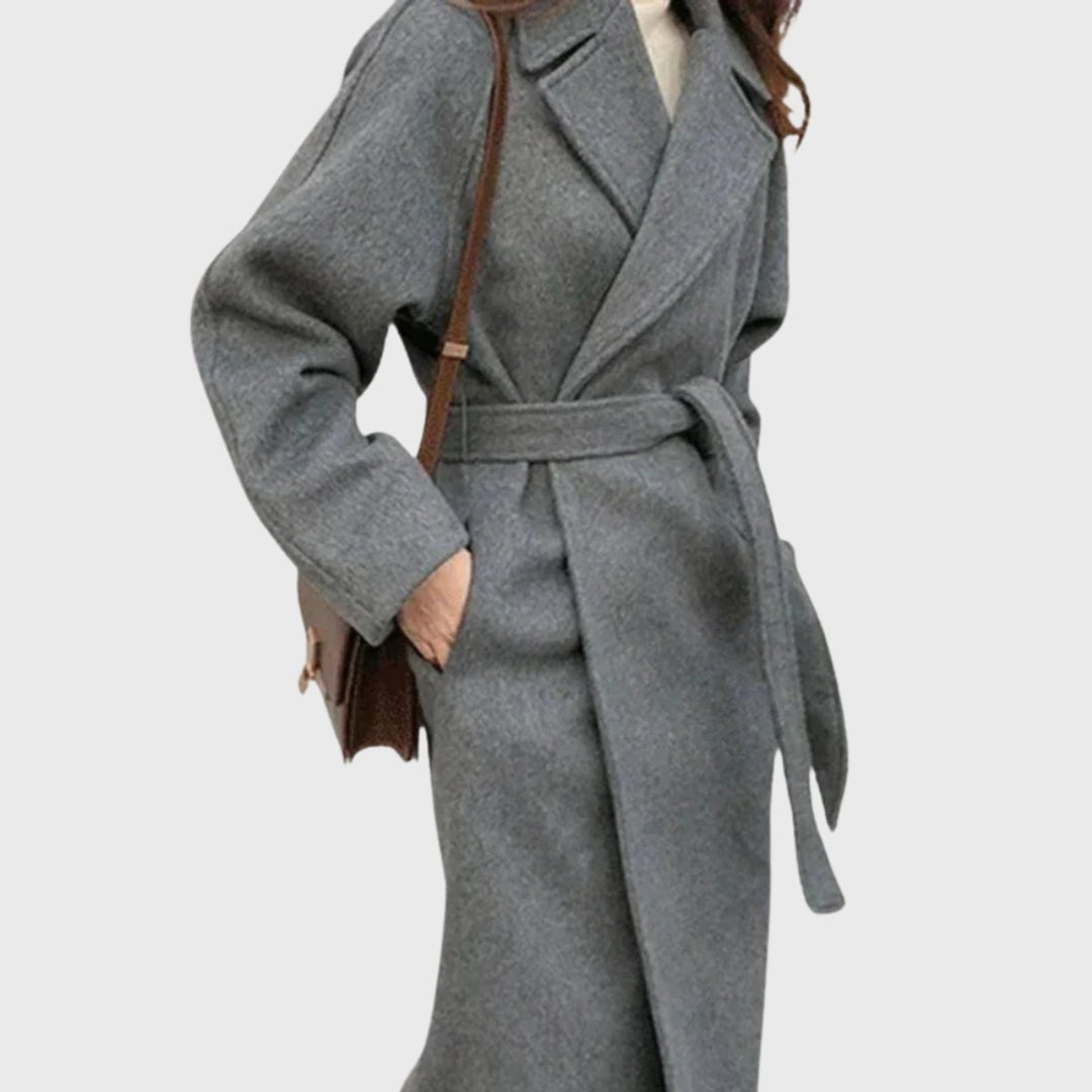 Women's Belted Wool-Blend Longline Wrap Overcoat