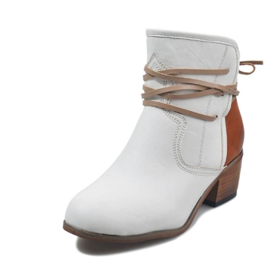 Women's Block-Heel Lace-Up Ankle Heeled Boots